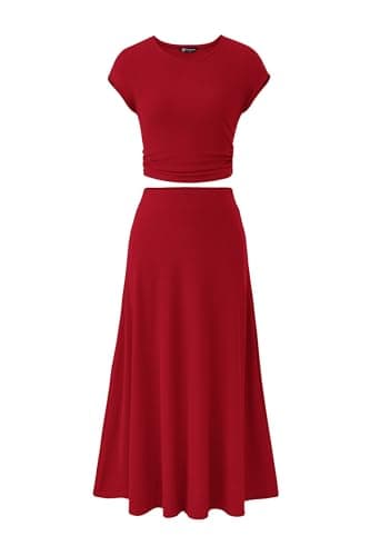 PRETTYGARDEN Women's 2025 Spring Summer Two-Piece Skirt Set Casual Travel Vacation Matching