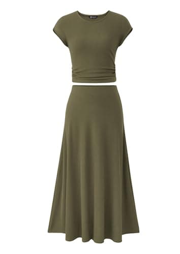 PRETTYGARDEN Women's 2025 Spring Summer Two-Piece Skirt Set Casual Travel Vacation Matching