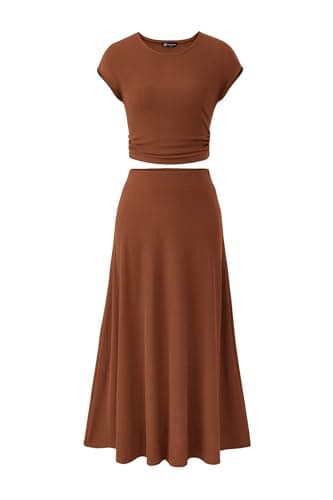 PRETTYGARDEN Women's 2025 Spring Summer Two-Piece Skirt Set Casual Travel Vacation Matching