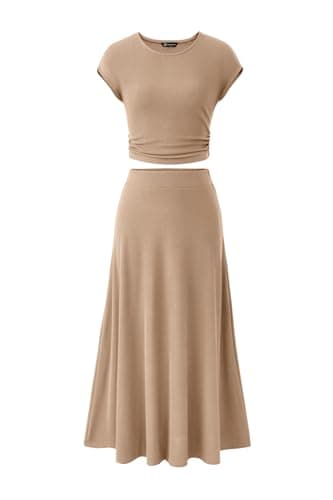 PRETTYGARDEN Women's 2025 Spring Summer Two-Piece Skirt Set Casual Travel Vacation Matching
