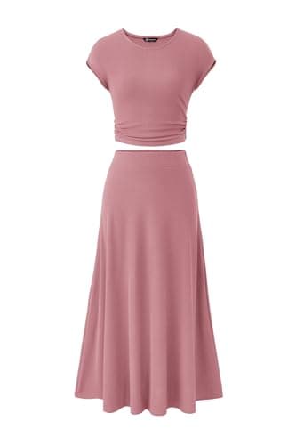 PRETTYGARDEN Women's 2025 Spring Summer Two-Piece Skirt Set Casual Travel Vacation Matching
