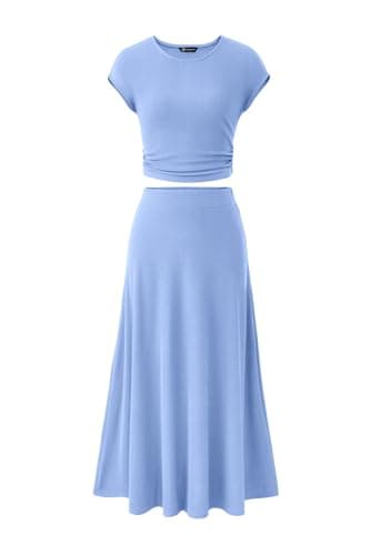 PRETTYGARDEN Women's 2025 Spring Summer Two-Piece Skirt Set Casual Travel Vacation Matching