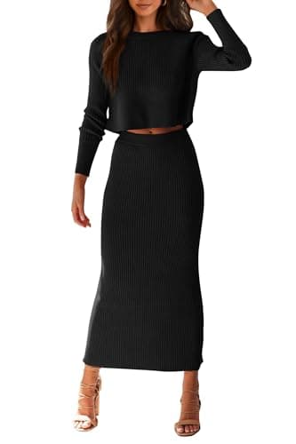 PRETTYGARDEN Women's Rib Knit 2-Piece Spring Fall Sweater Set Winter Casual Outfits