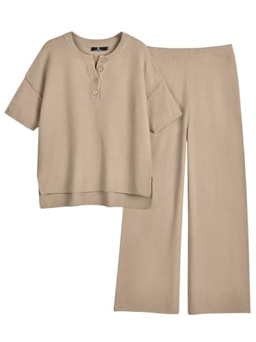 LILLUSORY Women's Casual 2-Piece Matching Sets Cozy Tops & Elastic Waisted Pants