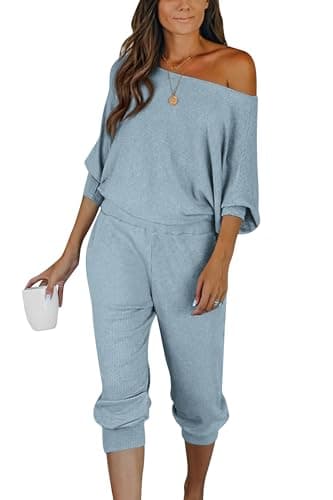 PRETTYGARDEN Women's 2-Piece Ribbed Pullover and Pants Set