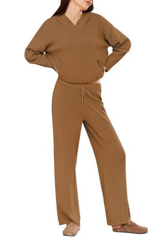 Viottiset Women's 2-Piece Sweater Set with Pockets and Wide Leg Pants
