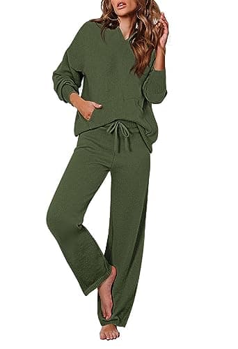 Women's 2-Piece Sweater Set with Hoodies and Wide Leg Pants
