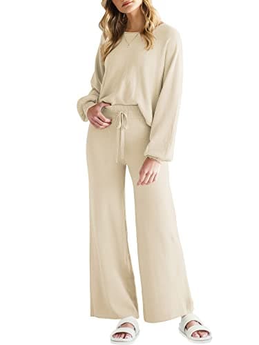 ANRABESS Women's Two Piece Sweater Sets 2024 Fall Knit Sweatsuits
