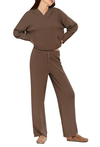 Viottiset Women's 2-Piece Sweater Set with Pockets and Wide Leg Pants