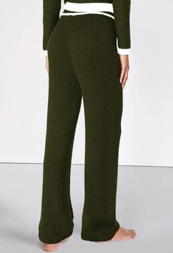 Women's 2 Piece Lounge Set, Long Sleeve Button Sweatshirt and Wide Leg Sweatpants