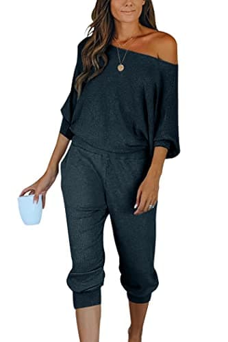 PRETTYGARDEN Women's 2-Piece Ribbed Pullover and Pants Set