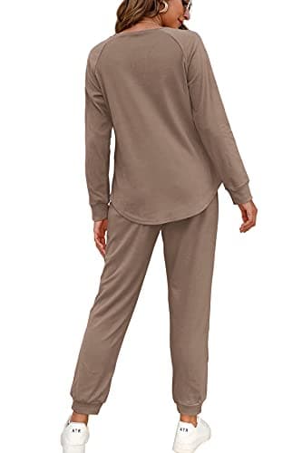 Women's Lounge Sets: WIHOLL Two-Piece Sweatshirt and Sweatpants with Pockets