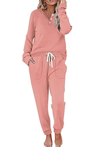 Women's Lounge Sets: WIHOLL Two-Piece Sweatshirt and Sweatpants with Pockets