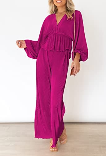 Viottiset Women's 2-Piece Pleated Loungewear Set
