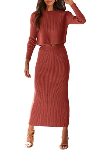 PRETTYGARDEN Women's Rib Knit 2-Piece Spring Fall Sweater Set Winter Casual Outfits