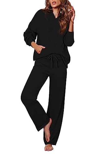 Women's 2-Piece Sweater Set with Hoodies and Wide Leg Pants