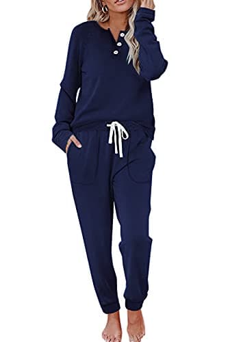 Women's Lounge Sets: WIHOLL Two-Piece Sweatshirt and Sweatpants with Pockets