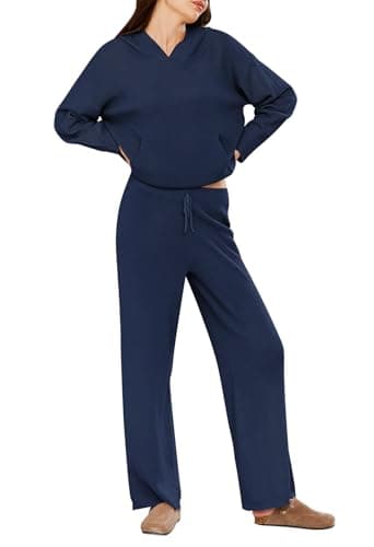 Viottiset Women's 2-Piece Sweater Set with Pockets and Wide Leg Pants