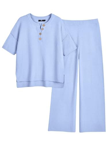 LILLUSORY Women's Casual 2-Piece Matching Sets Cozy Tops & Elastic Waisted Pants