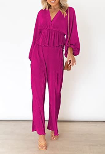 Viottiset Women's 2-Piece Pleated Loungewear Set