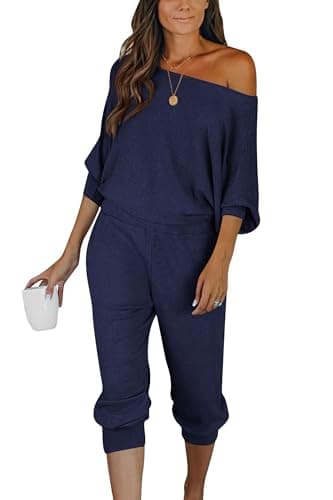 PRETTYGARDEN Women's 2-Piece Ribbed Pullover and Pants Set