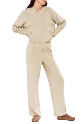 Viottiset Women's 2-Piece Sweater Set with Pockets and Wide Leg Pants
