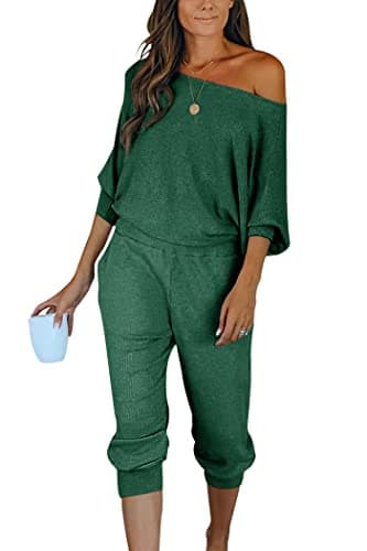 PRETTYGARDEN Women's 2-Piece Ribbed Pullover and Pants Set