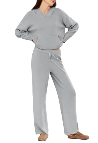 Viottiset Women's 2-Piece Sweater Set with Pockets and Wide Leg Pants