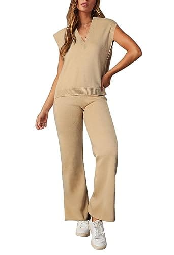 Viottiset Women's 2 Piece Sweater Vest & Wide Leg Pants Set