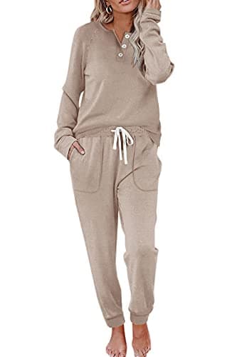 Women's Lounge Sets: WIHOLL Two-Piece Sweatshirt and Sweatpants with Pockets