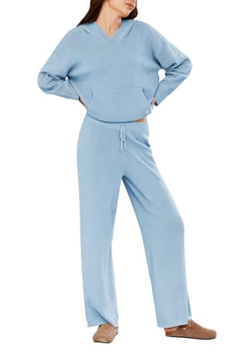 Viottiset Women's 2-Piece Sweater Set with Pockets and Wide Leg Pants
