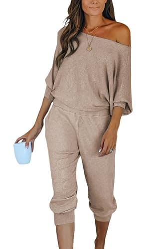 PRETTYGARDEN Women's 2-Piece Ribbed Pullover and Pants Set