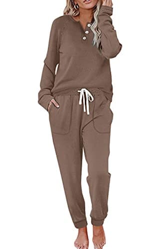 Women's Lounge Sets: WIHOLL Two-Piece Sweatshirt and Sweatpants with Pockets