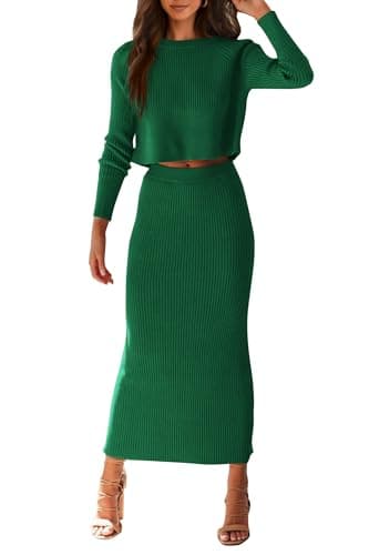 PRETTYGARDEN Women's Rib Knit 2-Piece Spring Fall Sweater Set Winter Casual Outfits