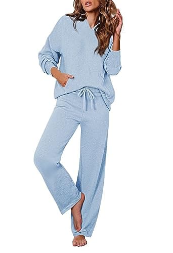 Women's 2-Piece Sweater Set with Hoodies and Wide Leg Pants
