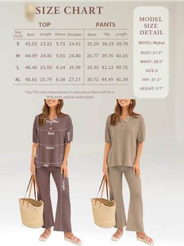 LILLUSORY Women's Casual 2-Piece Matching Sets Cozy Tops & Elastic Waisted Pants