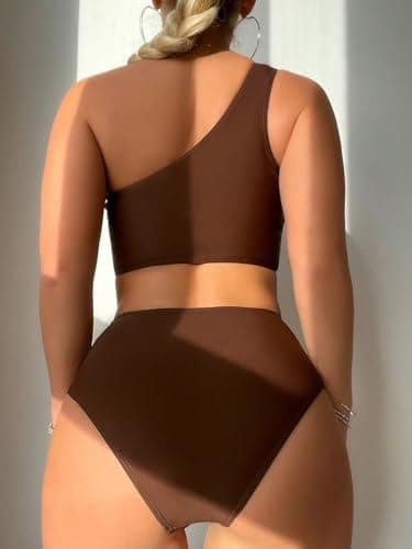 Sweatyrocks Women's One Shoulder Ruched Bikini Set