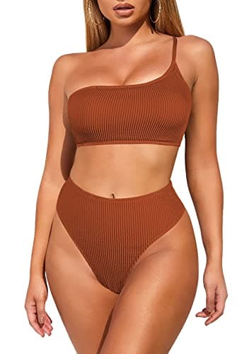 Women's Ribbed One Shoulder Bikini Set