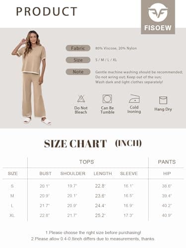 Women's 2 Piece Sweater Set with Short Sleeve Pullover and Wide Leg Pants