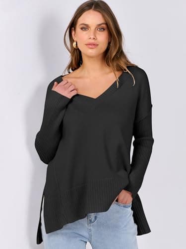 2024 Fall Women's Oversized V Neck Batwing Sleeve Sweater