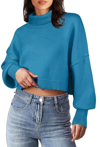Women's Oversized Turtleneck Sweater with Batwing Sleeves