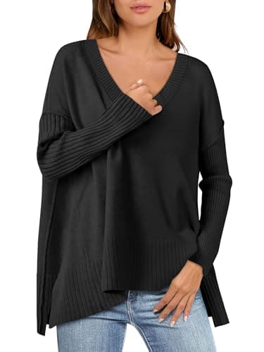 2024 Fall Women's Oversized V Neck Batwing Sleeve Sweater