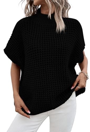 Women's Pink Mock Neck Batwing Sweater for a Relaxed Fit