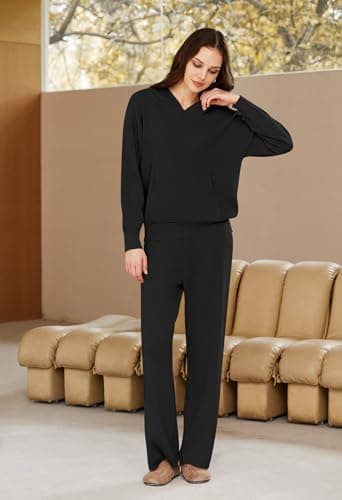 Viottiset Women's 2-Piece Sweater Set with Pockets and Wide Leg Pants