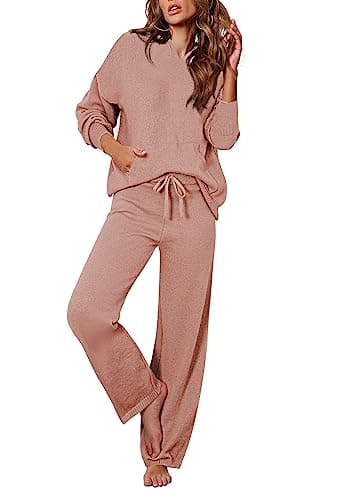 Women's 2-Piece Sweater Set with Hoodies and Wide Leg Pants