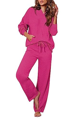Women's 2-Piece Sweater Set with Hoodies and Wide Leg Pants