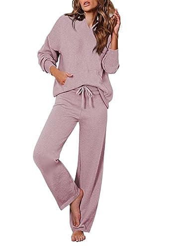 Women's 2-Piece Sweater Set with Hoodies and Wide Leg Pants