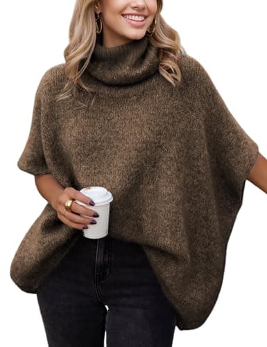 Women's Turtleneck Batwing Sleeve Chunky Sweater