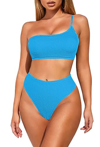 Women's Ribbed One Shoulder Bikini Set