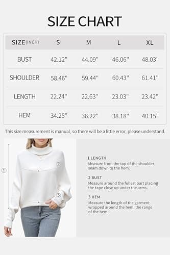Plus Size Turtleneck Sweater for Women with Batwing Sleeves